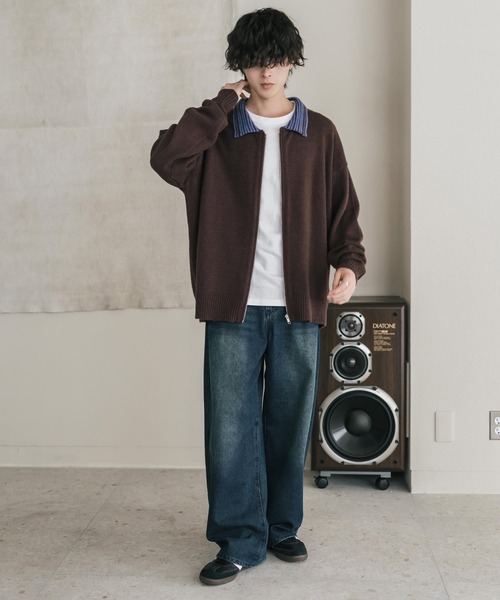 Rocky Monroe（ロッキーモンロー）の「オーバーサイズカラーラペルドライバーズニットジャケット（ニット/セーター・メンズ・チャコール/ブラウン/ブラック・M/L/XL）」の21枚目の写真