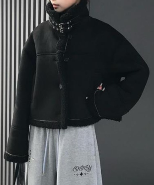 semplice(センプリチェ)の「ショートコート【韓国ファッション】(その他アウター・レディース・ブラック/ブラウン・F)」の6枚目の写真