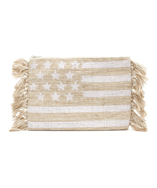 Lilas Campbell（リラキャンベル）の「【Lilas Campbell】 リラキャンベル LP MIX リネン クラッチflags （クラッチバッグ・レディース・ブラック/ホワイト・ONE SIZE）」の2枚目の写真