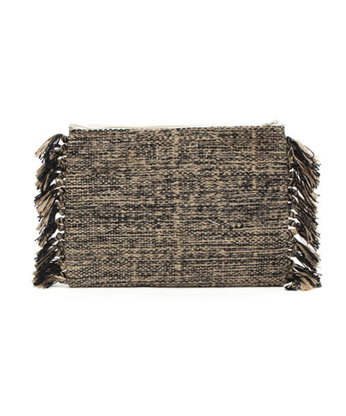 Lilas Campbell（リラキャンベル）の「【Lilas Campbell】 リラキャンベル LP MIX リネン クラッチflags （クラッチバッグ・レディース・ブラック/ホワイト・ONE SIZE）」の3枚目の写真