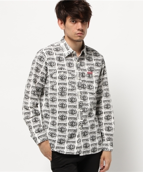 HYSTERIC GLAMOUR（ヒステリックグラマー）の「HYSTERIC PRIDE総柄 長袖ワークSH（シャツ/ブラウス・メンズ・ホワイト系その他/ブラック系その他・SMALL/MEDIUM/LARGE）」の6枚目の写真