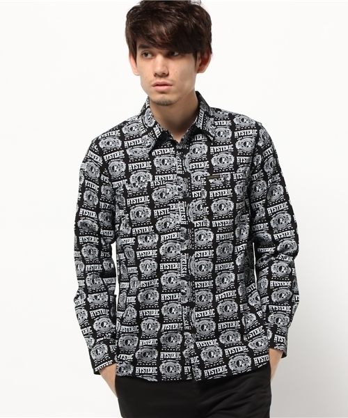 HYSTERIC GLAMOUR（ヒステリックグラマー）の「HYSTERIC PRIDE総柄 長袖ワークSH（シャツ/ブラウス・メンズ・ホワイト系その他/ブラック系その他・SMALL/MEDIUM/LARGE）」の4枚目の写真
