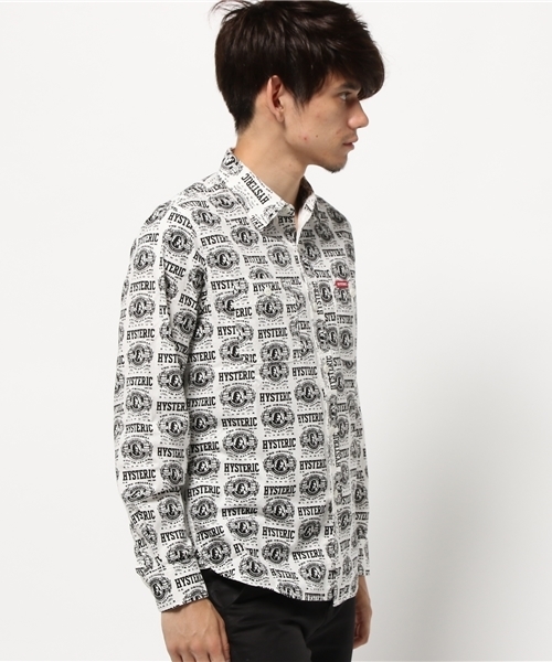 HYSTERIC GLAMOUR（ヒステリックグラマー）の「HYSTERIC PRIDE総柄 長袖ワークSH（シャツ/ブラウス・メンズ・ホワイト系その他/ブラック系その他・SMALL/MEDIUM/LARGE）」の3枚目の写真