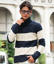 『vicci/ヴィッチ』ケーブル編みタートルネック長袖ニットセーター