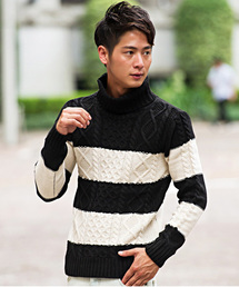 『vicci/ヴィッチ』ケーブル編みタートルネック長袖ニットセーター
