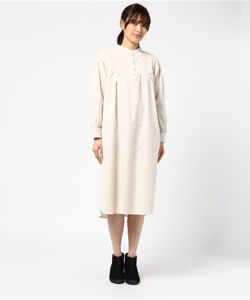 POU DOU DOU（プードゥドゥ）の「シャツコールスタンドカラーシャツワンピース（シャツワンピース・レディース・ブルー/グレー/ネイビー/アイボリー・3）」の5枚目の写真