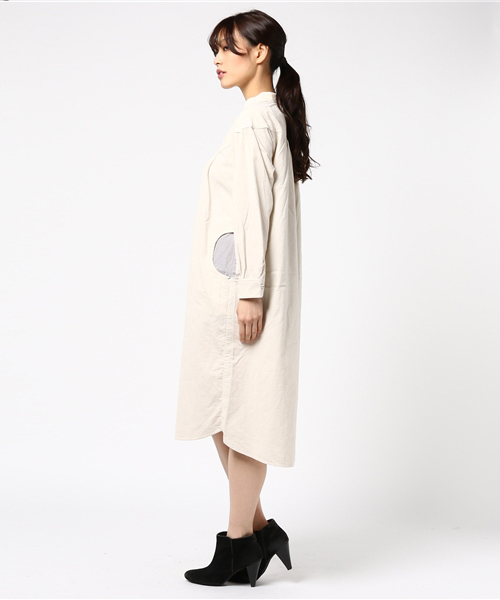 POU DOU DOU（プードゥドゥ）の「シャツコールスタンドカラーシャツワンピース（シャツワンピース・レディース・ブルー/グレー/ネイビー/アイボリー・3）」の6枚目の写真