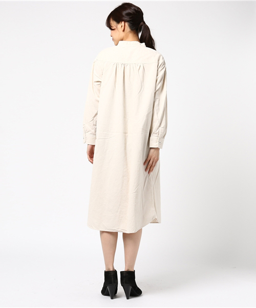 POU DOU DOU（プードゥドゥ）の「シャツコールスタンドカラーシャツワンピース（シャツワンピース・レディース・ブルー/グレー/ネイビー/アイボリー・3）」の7枚目の写真