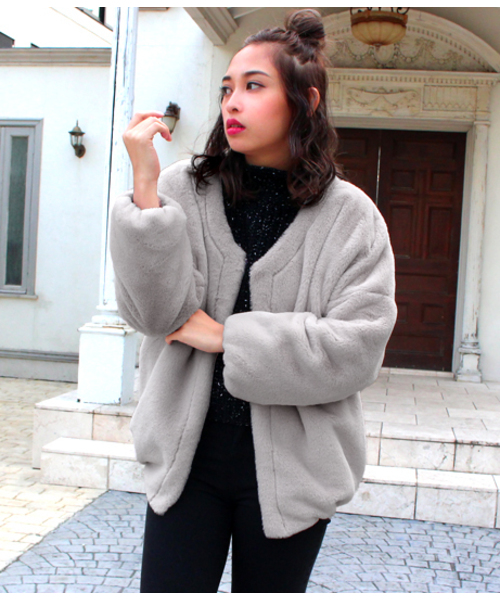 Chille anap（チルアナップ）の「ボアバルーンコート（その他アウター・レディース・ピンク/グレー/ブラック・FREE）」の3枚目の写真