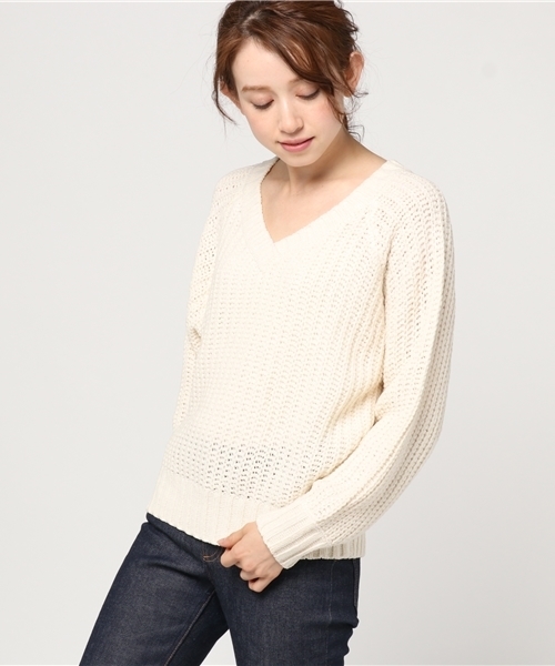 VENCEEXCHANGE（ヴァンスエクスチェンジ）の「カサネＶモールプルオーバー（ニット/セーター・レディース・オフホワイト/グレー/ブラック/スカイブルー/ピンク・MEDIUM）」の13枚目の写真