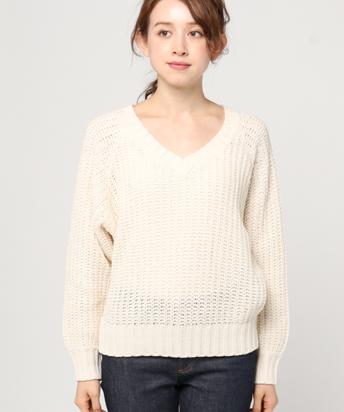 VENCEEXCHANGE（ヴァンスエクスチェンジ）の「カサネＶモールプルオーバー（ニット/セーター・レディース・オフホワイト/グレー/ブラック/スカイブルー/ピンク・MEDIUM）」の6枚目の写真