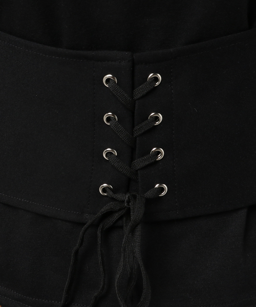 DAMMY（ダミー）の「DAMMY/レイヤードコルセットカットソー（Tシャツ/カットソー・レディース・ホワイト/ブラック・FREE）」の3枚目の写真