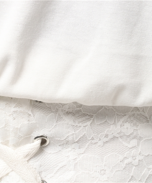 WEGO（ウィゴー）の「WEGO/レースコルセットオフショルカットソー（Tシャツ/カットソー・レディース・ブラック/オフホワイト・FREE）」の10枚目の写真