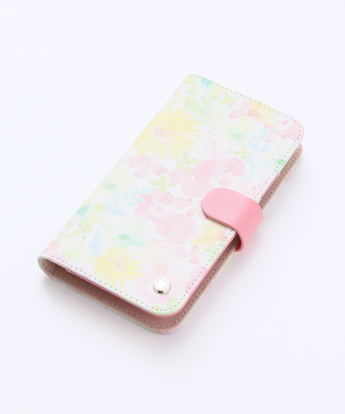 Afternoon Tea アフタヌーンティー の 水彩大花柄ブック型マルチフォンケース スマホケース カバー Wear