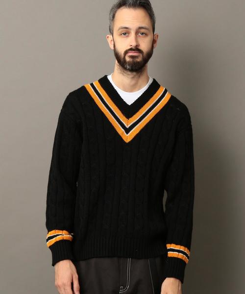 BEAUTY&YOUTH UNITED ARROWS（ビューティーアンドユースユナイテッドアローズ）の「BY ワイドフォルム チルデン Vネック ニット ◆（ニット/セーター・メンズ・オフホワイト/ブラック・X-LARGE/LARGE/MEDIUM/SMALL）」の3枚目の写真