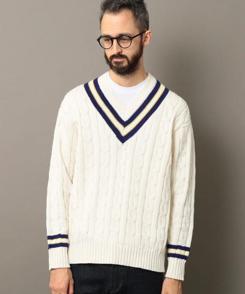 BEAUTY&YOUTH UNITED ARROWS（ビューティーアンドユースユナイテッドアローズ）の「BY ワイドフォルム チルデン Vネック ニット ◆（ニット/セーター・メンズ・オフホワイト/ブラック・X-LARGE/LARGE/MEDIUM/SMALL）」の9枚目の写真