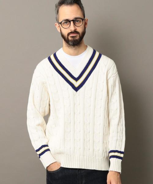 BEAUTY&YOUTH UNITED ARROWS（ビューティーアンドユースユナイテッドアローズ）の「BY ワイドフォルム チルデン Vネック ニット ◆（ニット/セーター・メンズ・オフホワイト/ブラック・X-LARGE/LARGE/MEDIUM/SMALL）」の10枚目の写真