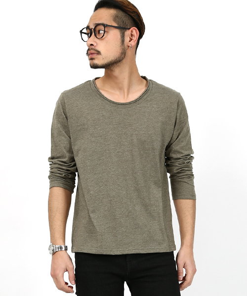 Rocky Monroe(ロッキーモンロー)の「ツインロールネック長袖Tシャツ(Tシャツ/カットソー・メンズ・ホワイト/ブラック/カーキ/杢グレー/ネイビー/オートミール/ブルー系その他/ブルー系その他2/ブラウン系その他/ピンク/ターコイズブルー/ブルー系その他3/マスタード/レッド/ブラウン/カーキオリーブ/チャコール・M/L/XL)」の10枚目の写真