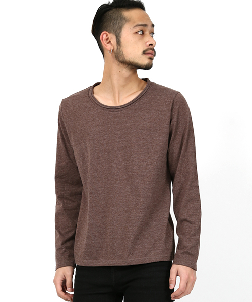 Rocky Monroe(ロッキーモンロー)の「ツインロールネック長袖Tシャツ(Tシャツ/カットソー・メンズ・ホワイト/ブラック/カーキ/杢グレー/ネイビー/オートミール/ブルー系その他/ブルー系その他2/ブラウン系その他/ピンク/ターコイズブルー/ブルー系その他3/マスタード/レッド/ブラウン/カーキオリーブ/チャコール・M/L/XL)」の6枚目の写真