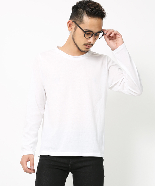 Rocky Monroe(ロッキーモンロー)の「ツインロールネック長袖Tシャツ(Tシャツ/カットソー・メンズ・ホワイト/ブラック/カーキ/杢グレー/ネイビー/オートミール/ブルー系その他/ブルー系その他2/ブラウン系その他/ピンク/ターコイズブルー/ブルー系その他3/マスタード/レッド/ブラウン/カーキオリーブ/チャコール・M/L/XL)」の2枚目の写真