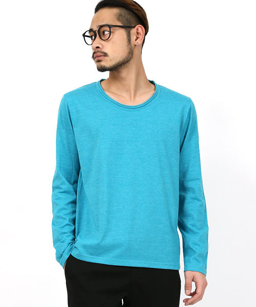 Rocky Monroe(ロッキーモンロー)の「ツインロールネック長袖Tシャツ(Tシャツ/カットソー・メンズ・ホワイト/ブラック/カーキ/杢グレー/ネイビー/オートミール/ブルー系その他/ブルー系その他2/ブラウン系その他/ピンク/ターコイズブルー/ブルー系その他3/マスタード/レッド/ブラウン/カーキオリーブ/チャコール・M/L/XL)」の1枚目の写真