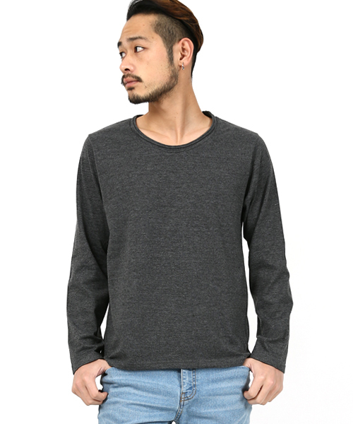 Rocky Monroe(ロッキーモンロー)の「ツインロールネック長袖Tシャツ(Tシャツ/カットソー・メンズ・ホワイト/ブラック/カーキ/杢グレー/ネイビー/オートミール/ブルー系その他/ブルー系その他2/ブラウン系その他/ピンク/ターコイズブルー/ブルー系その他3/マスタード/レッド/ブラウン/カーキオリーブ/チャコール・M/L/XL)」の5枚目の写真