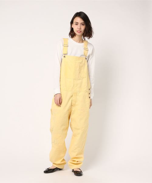 OLD BETTY'S（オールドベティーズ）の「Canvas Damage Overall/キャンバス ダメージ オーバーオール（サロペット/オーバーオール・レディース・アイボリー/カーキ・FREE）」の6枚目の写真