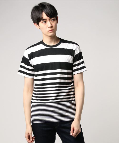 VIBGYOR(ヴィブジョー)の「VIBGYOR Select/ 20/-柄込転換ボーダーTEE(Tシャツ/カットソー・メンズ・ブルー系その他/ブルー系その他2/ブラック×ホワイト/ホワイト×ネイビー/ブラック系その他・LARGE/MEDIUM/X-LARGE)」の10枚目の写真