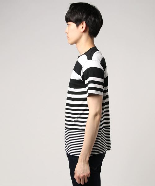 VIBGYOR(ヴィブジョー)の「VIBGYOR Select/ 20/-柄込転換ボーダーTEE(Tシャツ/カットソー・メンズ・ブルー系その他/ブルー系その他2/ブラック×ホワイト/ホワイト×ネイビー/ブラック系その他・LARGE/MEDIUM/X-LARGE)」の7枚目の写真