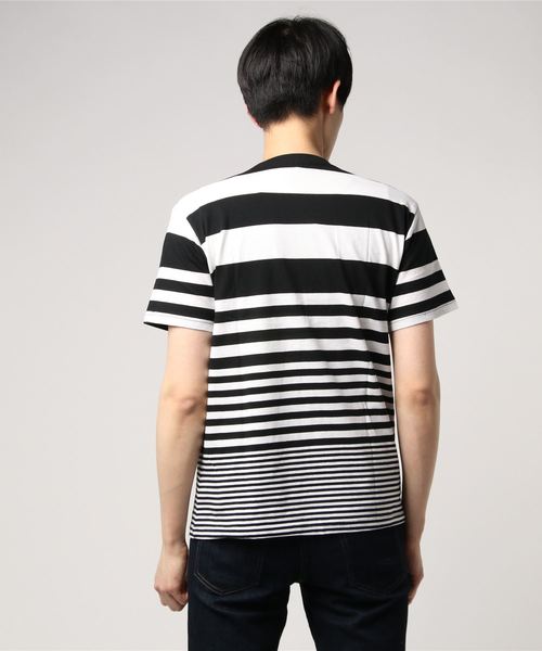 VIBGYOR(ヴィブジョー)の「VIBGYOR Select/ 20/-柄込転換ボーダーTEE(Tシャツ/カットソー・メンズ・ブルー系その他/ブルー系その他2/ブラック×ホワイト/ホワイト×ネイビー/ブラック系その他・LARGE/MEDIUM/X-LARGE)」の6枚目の写真