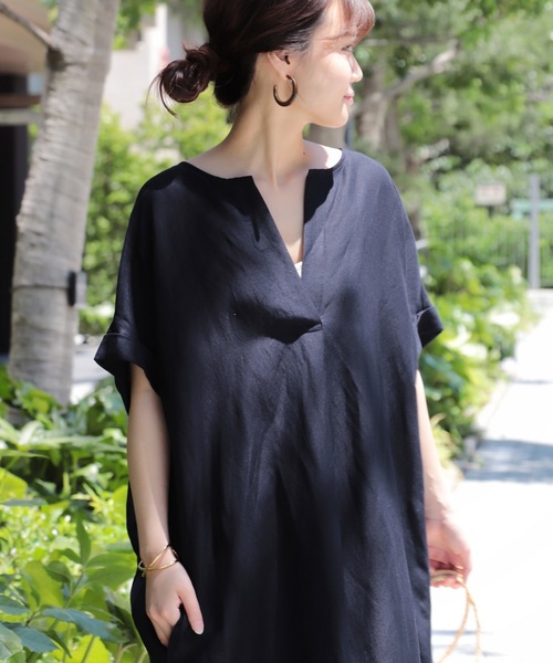 JOURNAL STANDARD（ジャーナルスタンダード）の「《WEB限定》JS+eVIS麻ワンピース◆（ワンピース・レディース・ベージュ/カーキ/ネイビー・FREE）」の9枚目の写真