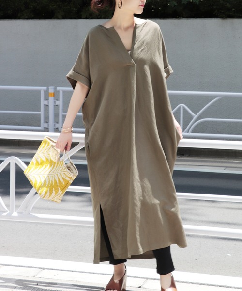 JOURNAL STANDARD（ジャーナルスタンダード）の「《WEB限定》JS+eVIS麻ワンピース◆（ワンピース・レディース・ベージュ/カーキ/ネイビー・FREE）」の15枚目の写真