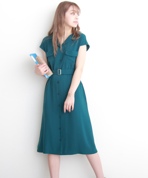 N.（N. Natural Beauty Basic）（エヌエヌナチュラルビューティーベーシック）の「ノースリーブスキッパー羽織りワンピース（ワンピース・レディース・ネイビー/グリーン/ベージュ・MEDIUM）」の3枚目の写真