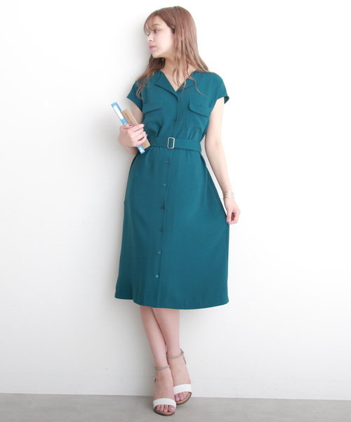 N.（N. Natural Beauty Basic）（エヌエヌナチュラルビューティーベーシック）の「ノースリーブスキッパー羽織りワンピース（ワンピース・レディース・ネイビー/グリーン/ベージュ・MEDIUM）」の12枚目の写真