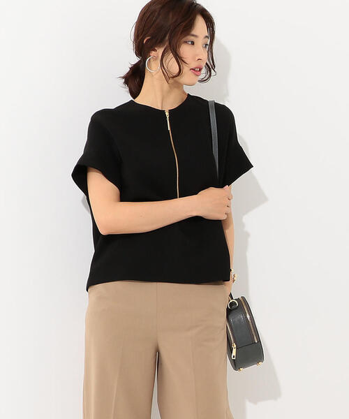 Jewel Changes（ジュエルチェンジズ）の「【EMMEL REFINES】SMF PE/TA Wクロス 2WAY プルオーバー（シャツ/ブラウス・レディース・ブラック/ダークグリーン/ライトグレー・FREE）」の2枚目の写真