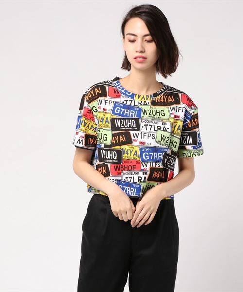 VIBGYOR Women（ヴィブジョー　ウィメン）の「【six mouse】総柄ショート丈Tシャツ（Tシャツ/カットソー・レディース・A/B/C・FREE）」の2枚目の写真