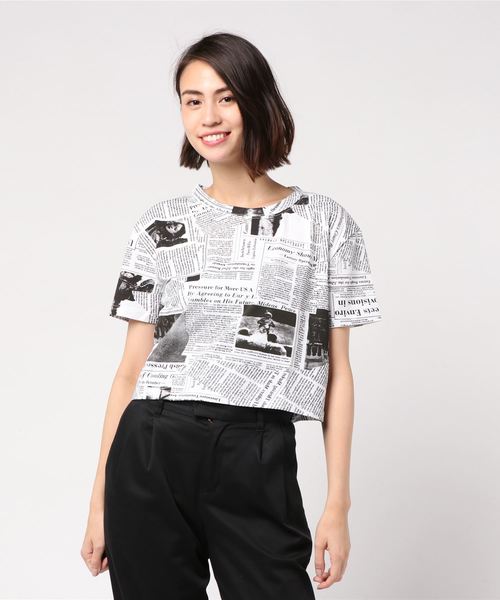 VIBGYOR Women（ヴィブジョー　ウィメン）の「【six mouse】総柄ショート丈Tシャツ（Tシャツ/カットソー・レディース・A/B/C・FREE）」の3枚目の写真