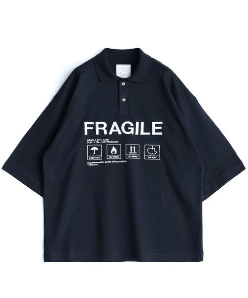 SHAREEF（シャリーフ）の「"FRAGILE" BIG POLO SHIRTS（ポロシャツ・メンズ・ブラック/レッド/ターコイズブルー/ホワイト・3/2/1）」の7枚目の写真
