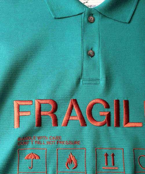 SHAREEF（シャリーフ）の「"FRAGILE" BIG POLO SHIRTS（ポロシャツ・メンズ・ブラック/レッド/ターコイズブルー/ホワイト・3/2/1）」の14枚目の写真