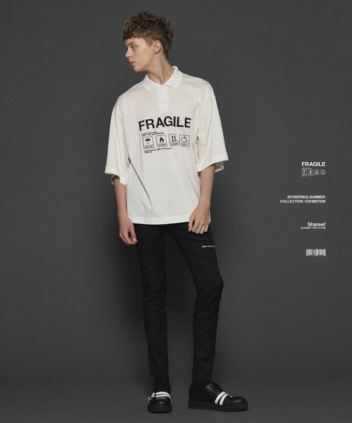SHAREEF（シャリーフ）の「"FRAGILE" BIG POLO SHIRTS（ポロシャツ・メンズ・ブラック/レッド/ターコイズブルー/ホワイト・3/2/1）」の18枚目の写真