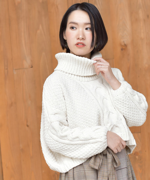 rps（アールピーエス）の「モールタートルケーブルニットプルオーバー（ニット/セーター・レディース・ピンク/アイボリー/ラベンダー・M）」の2枚目の写真