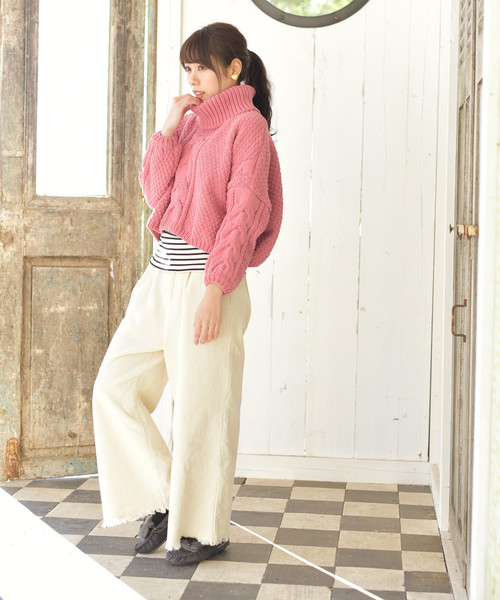 rps（アールピーエス）の「モールタートルケーブルニットプルオーバー（ニット/セーター・レディース・ピンク/アイボリー/ラベンダー・M）」の9枚目の写真