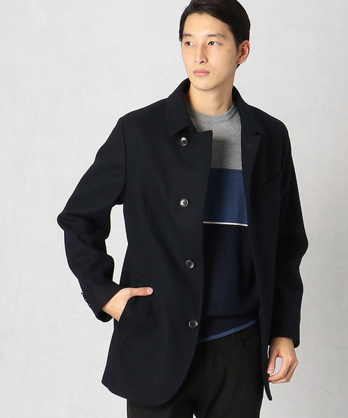 COMME CA MEN（コムサメン）の「ウールメルトン　ジャケットコート（ステンカラーコート・メンズ・ブラック/ネイビー・SMALL/MEDIUM/LARGE）」の6枚目の写真