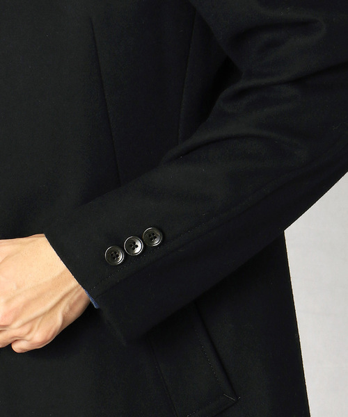 COMME CA MEN（コムサメン）の「ウールメルトン　ジャケットコート（ステンカラーコート・メンズ・ブラック/ネイビー・SMALL/MEDIUM/LARGE）」の3枚目の写真
