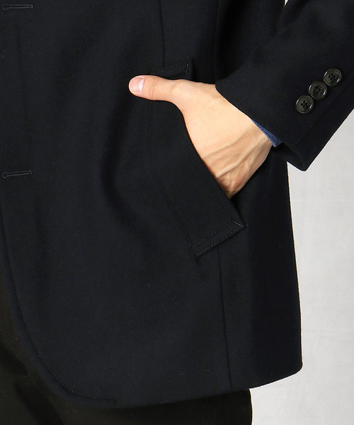 COMME CA MEN（コムサメン）の「ウールメルトン　ジャケットコート（ステンカラーコート・メンズ・ブラック/ネイビー・SMALL/MEDIUM/LARGE）」の5枚目の写真