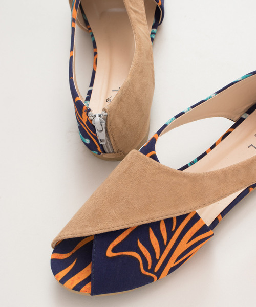 チャイハネ（チャイハネ）の「【チャイハネ】トロピカルオープントゥパンプス（パンプス・レディース・ベージュ/ブラック・M/L）」の7枚目の写真