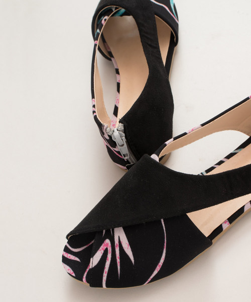 チャイハネ（チャイハネ）の「【チャイハネ】トロピカルオープントゥパンプス（パンプス・レディース・ベージュ/ブラック・M/L）」の9枚目の写真