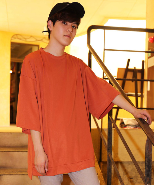 revertical(リバーティカル)の「ストレッチ ポンチ素材 半袖 ビッグTシャツ(Tシャツ/カットソー・メンズ・ホワイト/パープル/ダークオレンジ/ブラック/グレー/ワインレッド・M/L)」の6枚目の写真