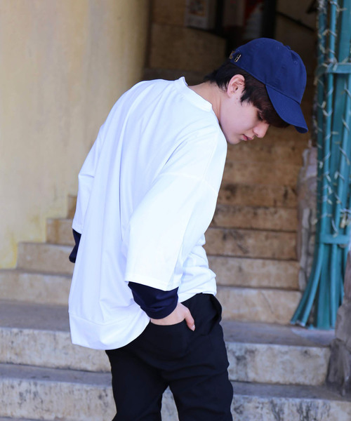 revertical(リバーティカル)の「ストレッチ ポンチ素材 半袖 ビッグTシャツ(Tシャツ/カットソー・メンズ・ホワイト/パープル/ダークオレンジ/ブラック/グレー/ワインレッド・M/L)」の14枚目の写真