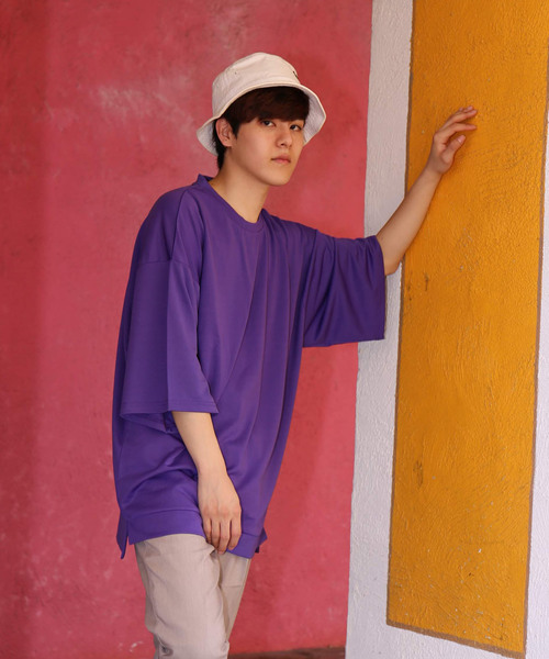 revertical(リバーティカル)の「ストレッチ ポンチ素材 半袖 ビッグTシャツ(Tシャツ/カットソー・メンズ・ホワイト/パープル/ダークオレンジ/ブラック/グレー/ワインレッド・M/L)」の13枚目の写真